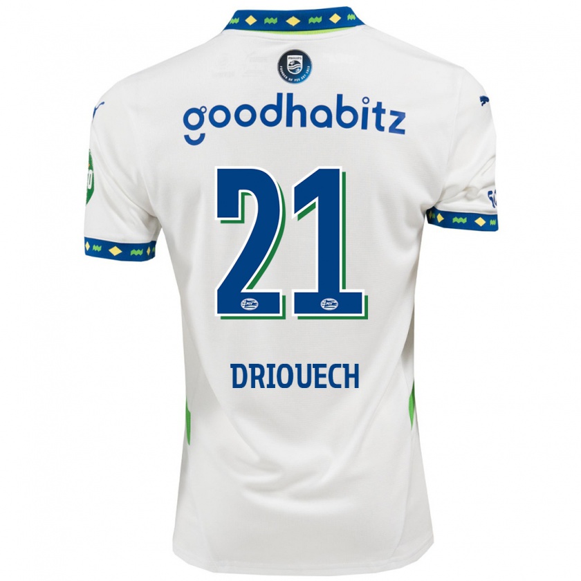 Kandiny Heren Couhaib Driouech #21 Wit Donkerblauw Thuisshirt Derde Tenue 2024/25 T-Shirt België