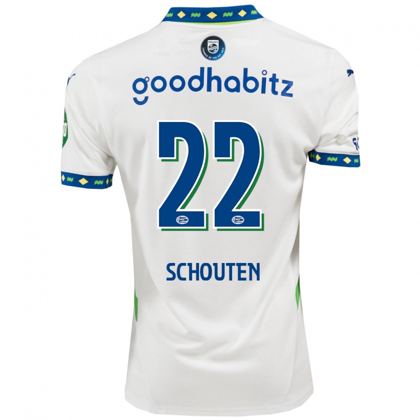 Kandiny Heren Jerdy Schouten #22 Wit Donkerblauw Thuisshirt Derde Tenue 2024/25 T-Shirt