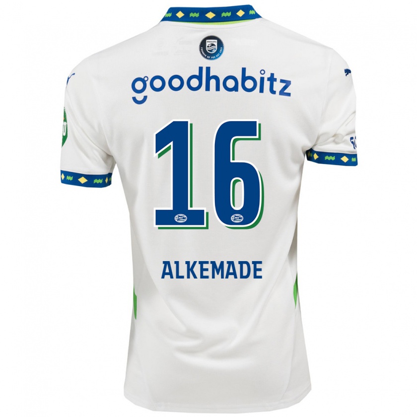 Kandiny Hombre Camiseta Lisan Alkemade #16 Blanco Azul Oscuro Equipación Tercera 2024/25 La Camisa