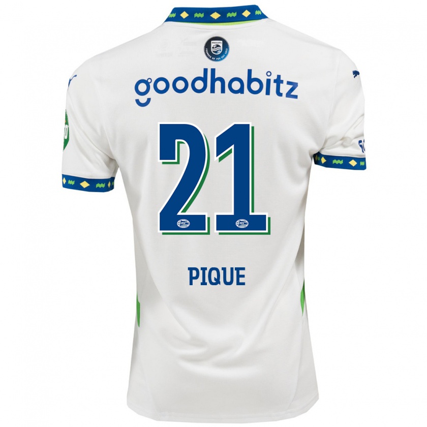 Kandiny Heren Naomi Piqué #21 Wit Donkerblauw Thuisshirt Derde Tenue 2024/25 T-Shirt België