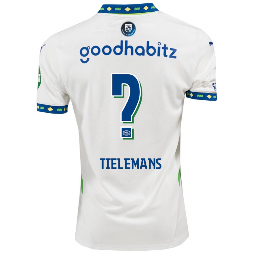 Kandiny Heren Mathijs Tielemans #0 Wit Donkerblauw Thuisshirt Derde Tenue 2024/25 T-Shirt