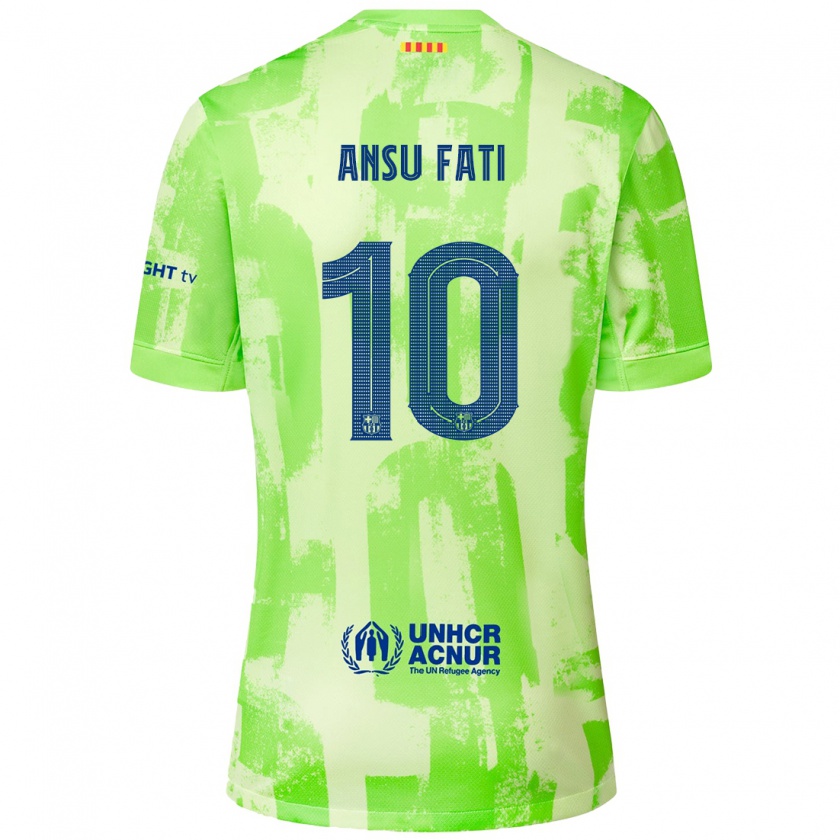 Kandiny Uomo Maglia Ansu Fati #10 Lime Kit Gara Third 2024/25 Maglietta