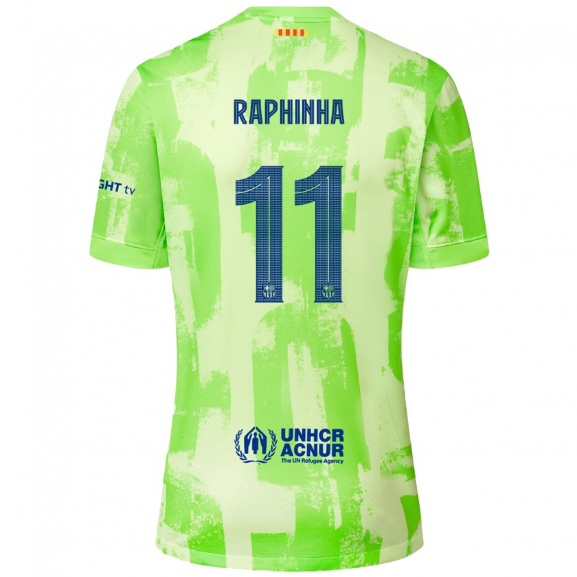 Kandiny Heren Raphinha #11 Limoen Thuisshirt Derde Tenue 2024/25 T-Shirt