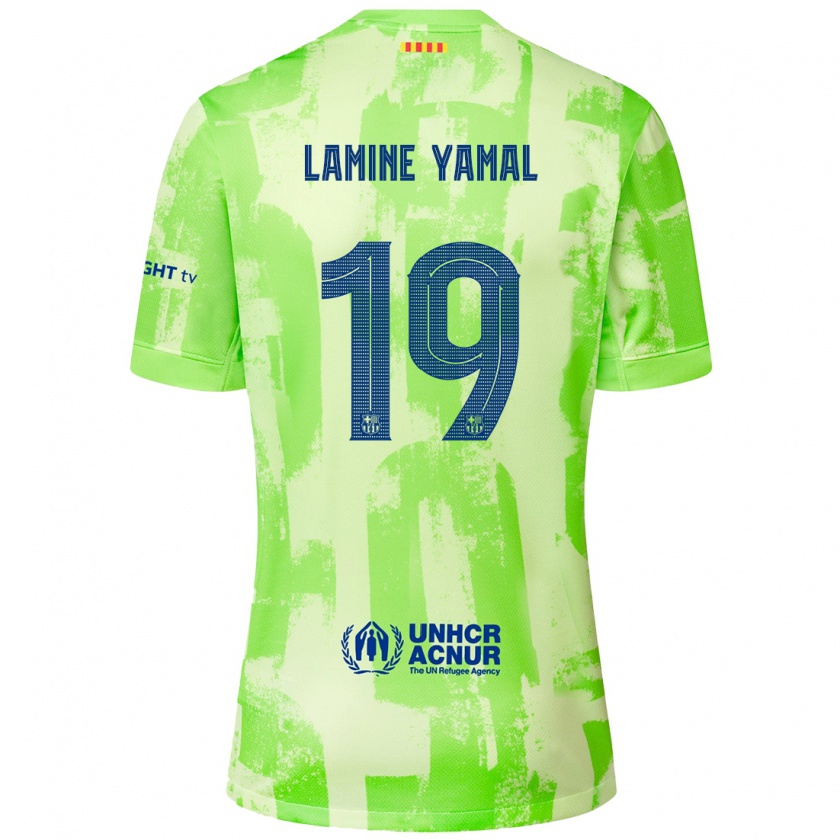 Kandiny Heren Lamine Yamal #19 Limoen Thuisshirt Derde Tenue 2024/25 T-Shirt