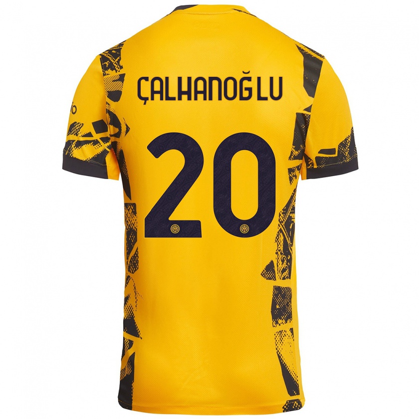 Kandiny Heren Hakan Çalhanoğlu #20 Goud Zwart Thuisshirt Derde Tenue 2024/25 T-Shirt