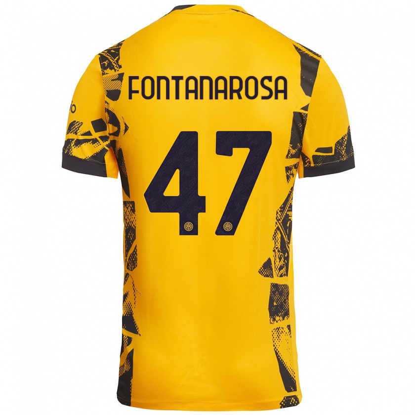 Kandiny Heren Alessandro Fontanarosa #47 Goud Zwart Thuisshirt Derde Tenue 2024/25 T-Shirt