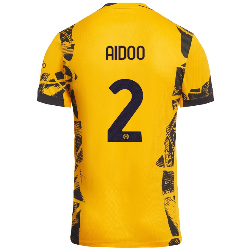 Kandiny Hombre Camiseta Mike Aidoo #2 Dorado Negro Equipación Tercera 2024/25 La Camisa México