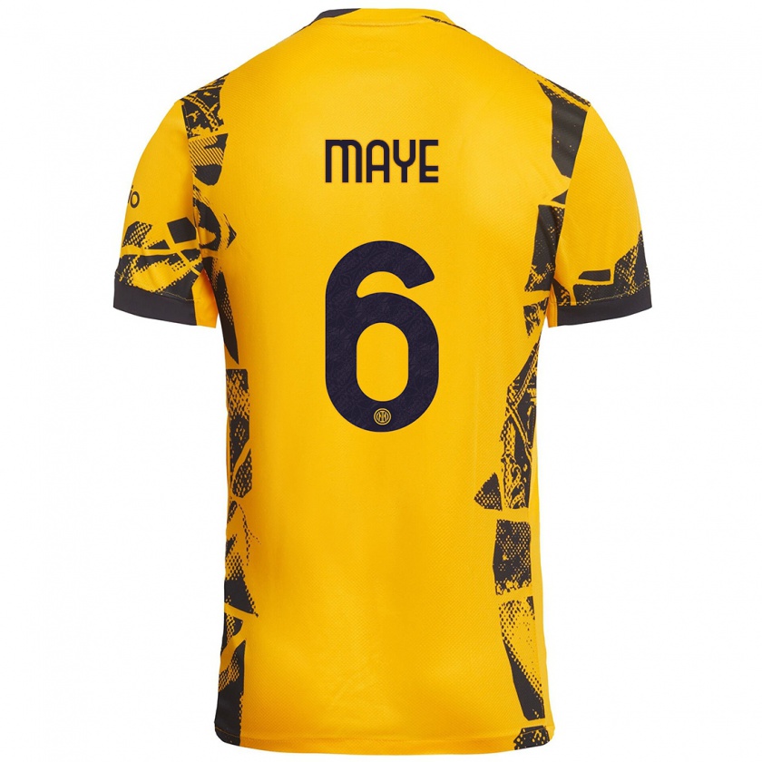 Kandiny Hombre Camiseta Yvan Maye #6 Dorado Negro Equipación Tercera 2024/25 La Camisa México