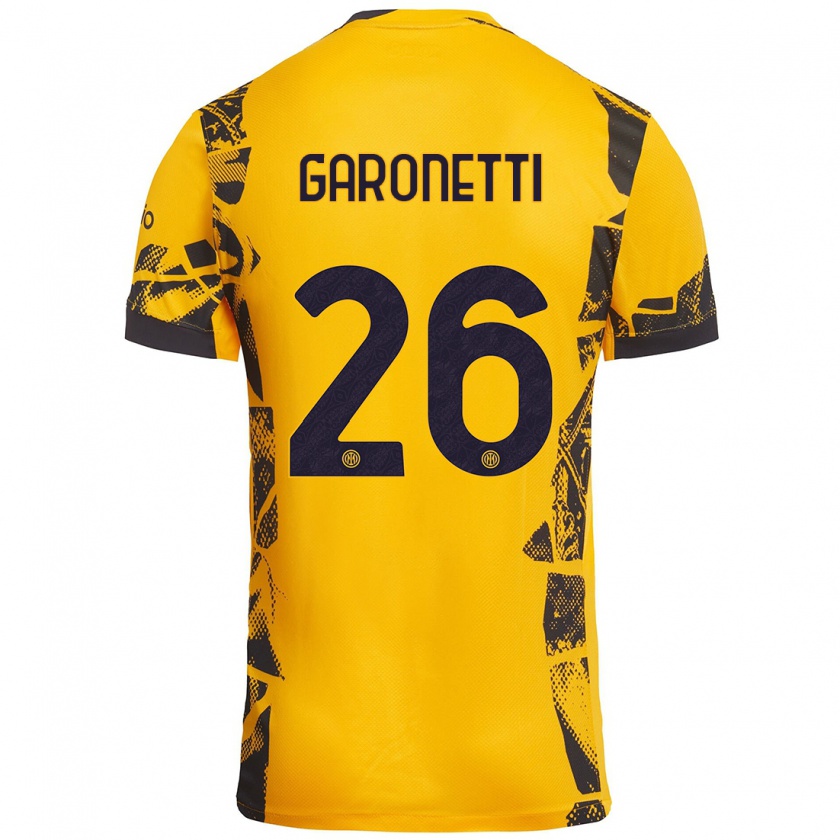 Kandiny Heren Gabriele Garonetti #26 Goud Zwart Thuisshirt Derde Tenue 2024/25 T-Shirt