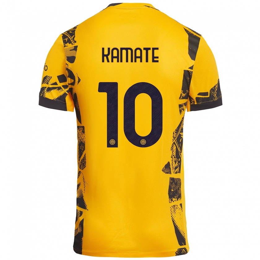 Kandiny Hombre Camiseta Issiaka Kamate #10 Dorado Negro Equipación Tercera 2024/25 La Camisa México