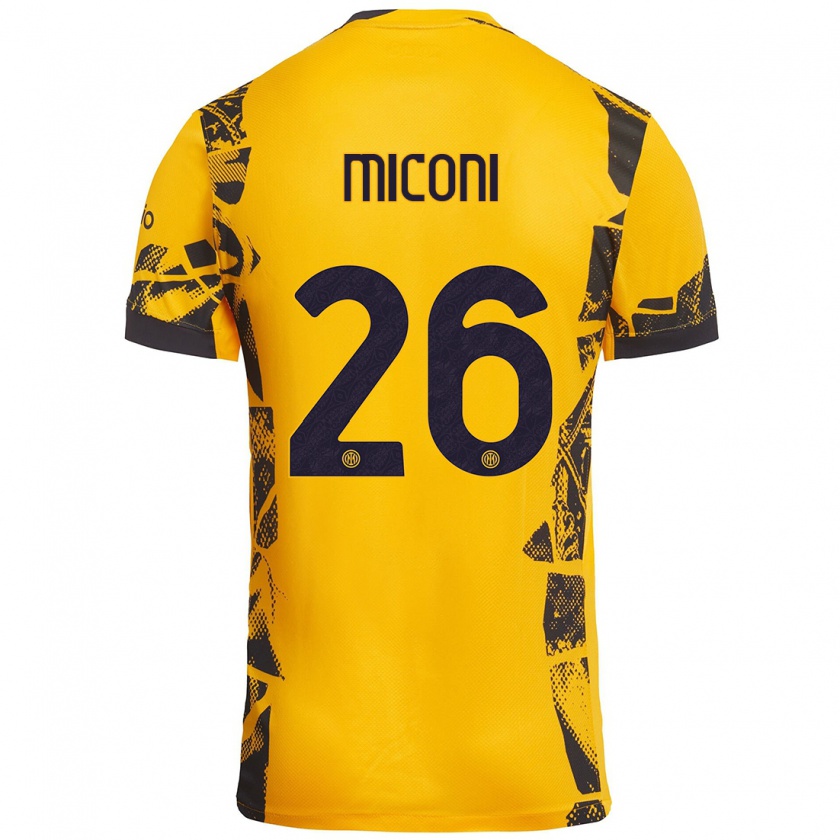 Kandiny Heren Riccardo Miconi #26 Goud Zwart Thuisshirt Derde Tenue 2024/25 T-Shirt