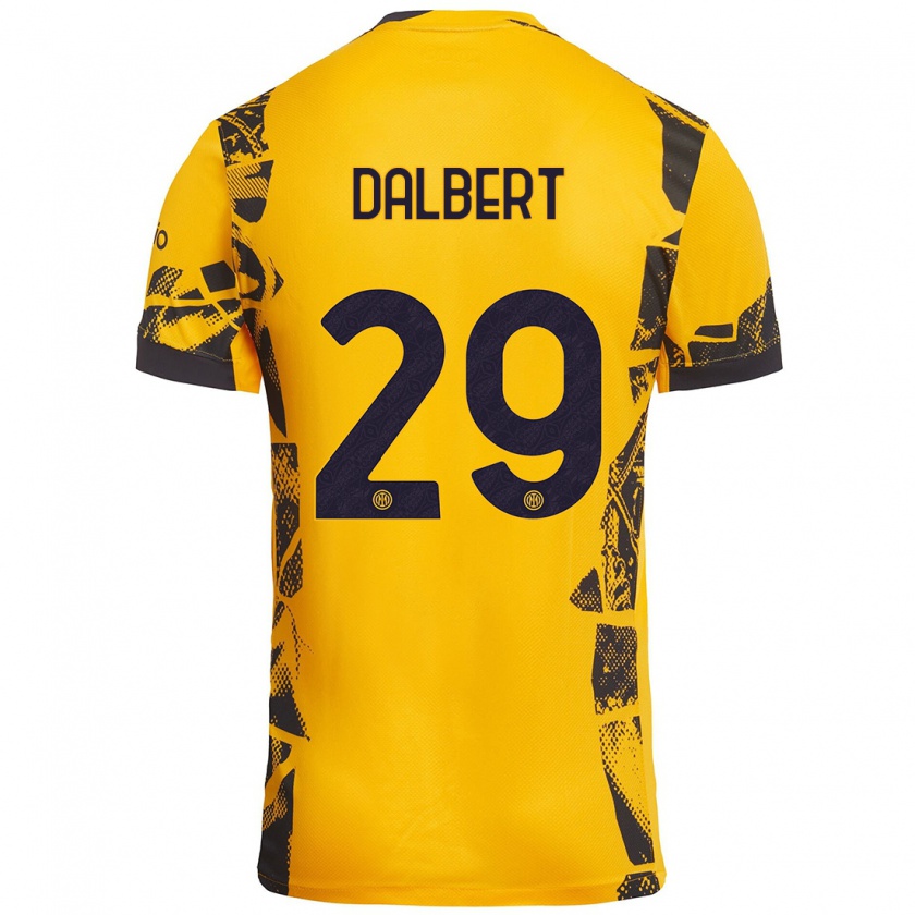 Kandiny Uomo Maglia Dalbert #29 Oro Nero Kit Gara Third 2024/25 Maglietta