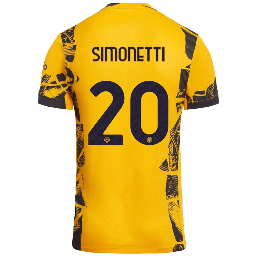 Kandiny Heren Flaminia Simonetti #20 Goud Zwart Thuisshirt Derde Tenue 2024/25 T-Shirt