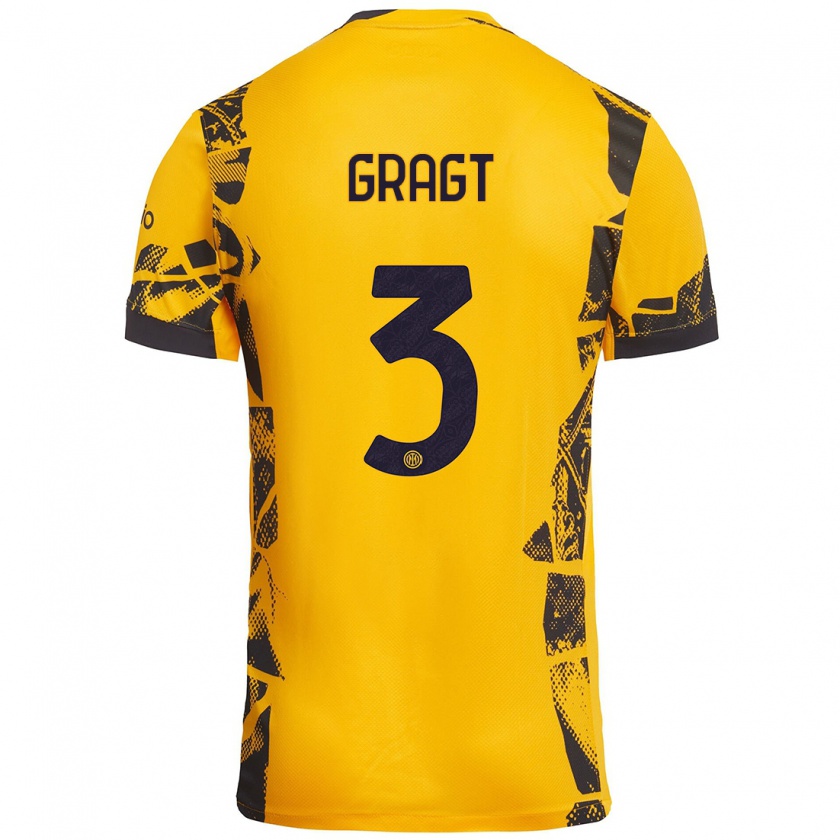 Kandiny Heren Stefanie Van Der Gragt #3 Goud Zwart Thuisshirt Derde Tenue 2024/25 T-Shirt