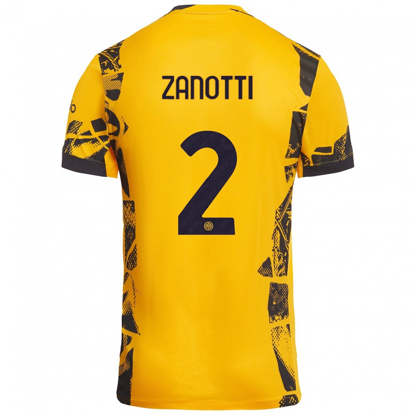 Kandiny Heren Mattia Zanotti #2 Goud Zwart Thuisshirt Derde Tenue 2024/25 T-Shirt