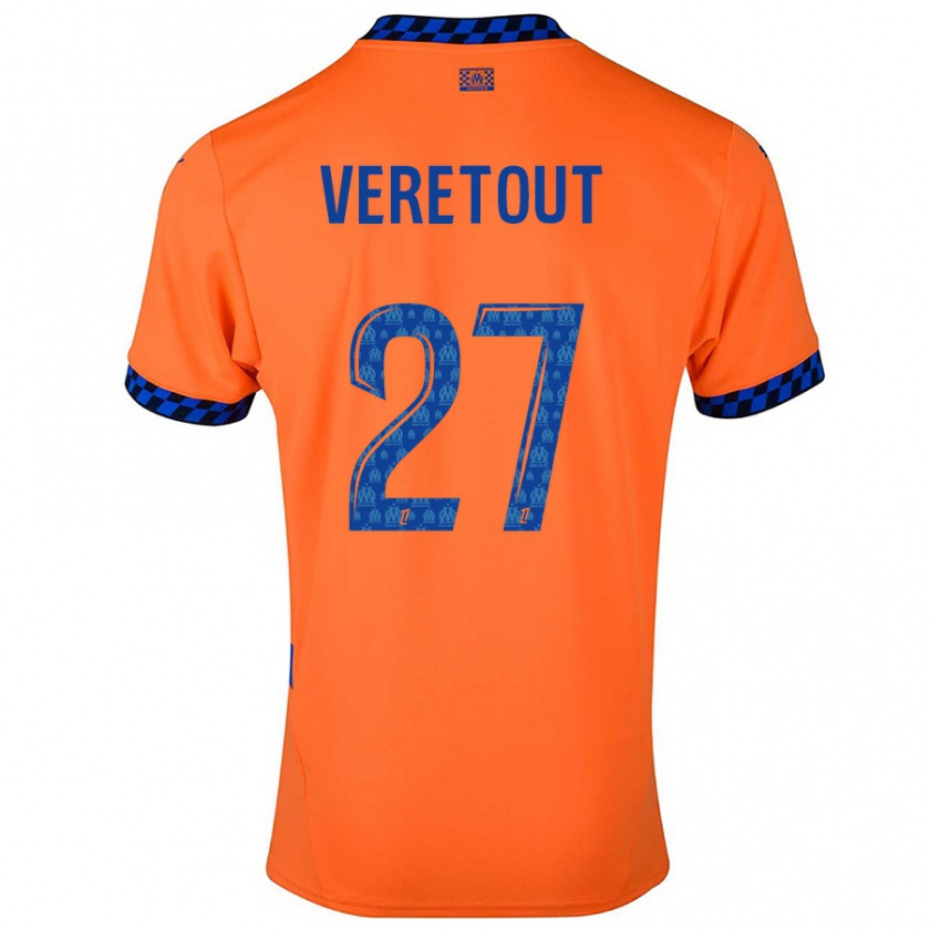 Kandiny Heren Jordan Veretout #27 Oranje Donkerblauw Thuisshirt Derde Tenue 2024/25 T-Shirt België