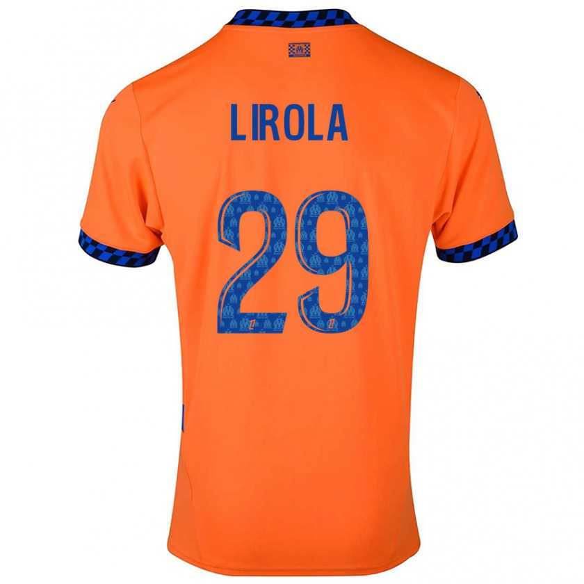 Kandiny Heren Pol Lirola #29 Oranje Donkerblauw Thuisshirt Derde Tenue 2024/25 T-Shirt