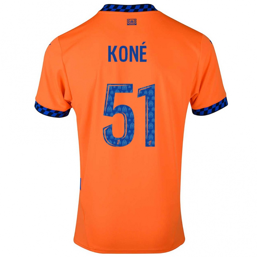 Kandiny Heren Ismaël Koné #51 Oranje Donkerblauw Thuisshirt Derde Tenue 2024/25 T-Shirt