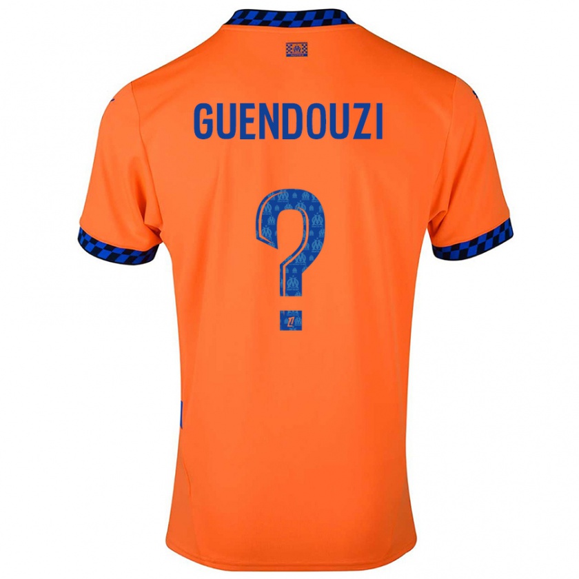 Kandiny Heren Milan Guendouzi #0 Oranje Donkerblauw Thuisshirt Derde Tenue 2024/25 T-Shirt