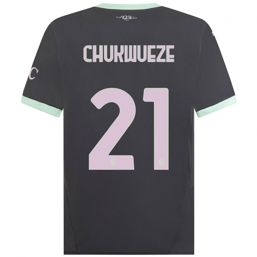 Kandiny Heren Samuel Chukwueze #21 Grijs Thuisshirt Derde Tenue 2024/25 T-Shirt