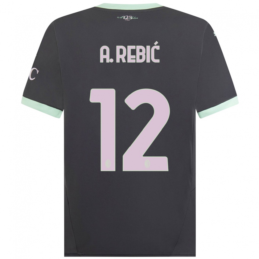 Kandiny Uomo Maglia Ante Rebic #12 Grigio Kit Gara Third 2024/25 Maglietta