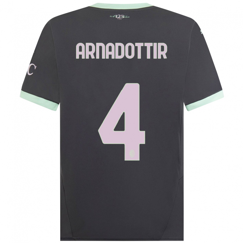 Kandiny Uomo Maglia Guony Arnadottir #4 Grigio Kit Gara Third 2024/25 Maglietta