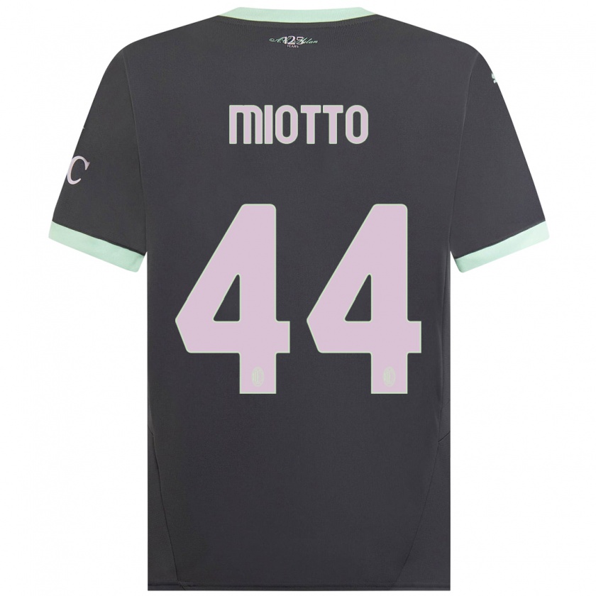 Kandiny Uomo Maglia Giorgia Miotto #44 Grigio Kit Gara Third 2024/25 Maglietta