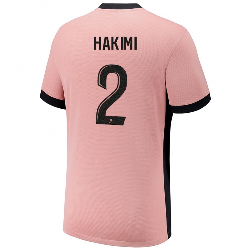 Kandiny Hombre Camiseta Achraf Hakimi #2 Rosa Óxido Equipación Tercera 2024/25 La Camisa México