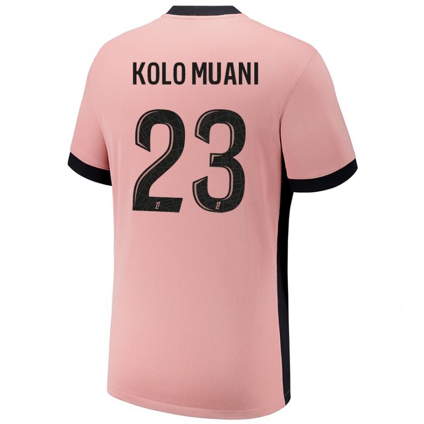 Kandiny Heren Randal Kolo Muani #23 Roestroze Thuisshirt Derde Tenue 2024/25 T-Shirt