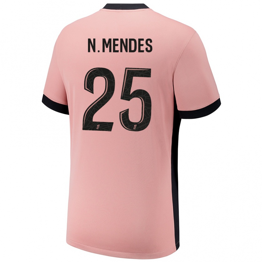 Kandiny Uomo Maglia Nuno Mendes #25 Rosa Ruggine Kit Gara Third 2024/25 Maglietta