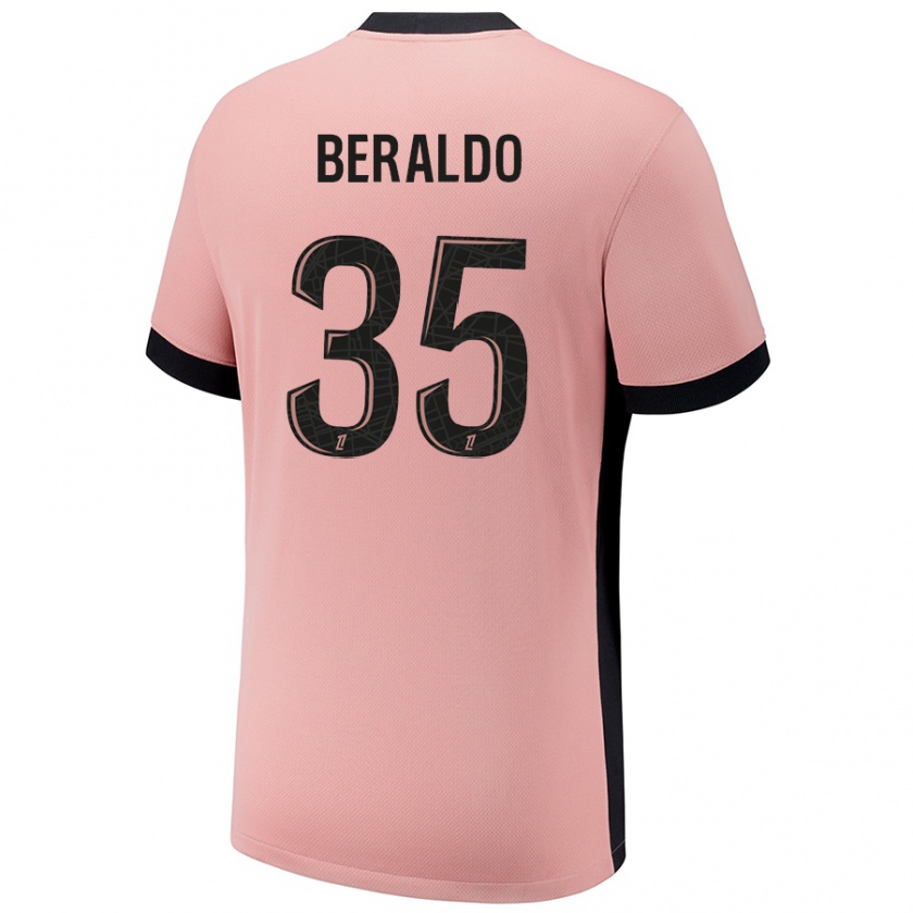 Kandiny Uomo Maglia Lucas Beraldo #35 Rosa Ruggine Kit Gara Third 2024/25 Maglietta