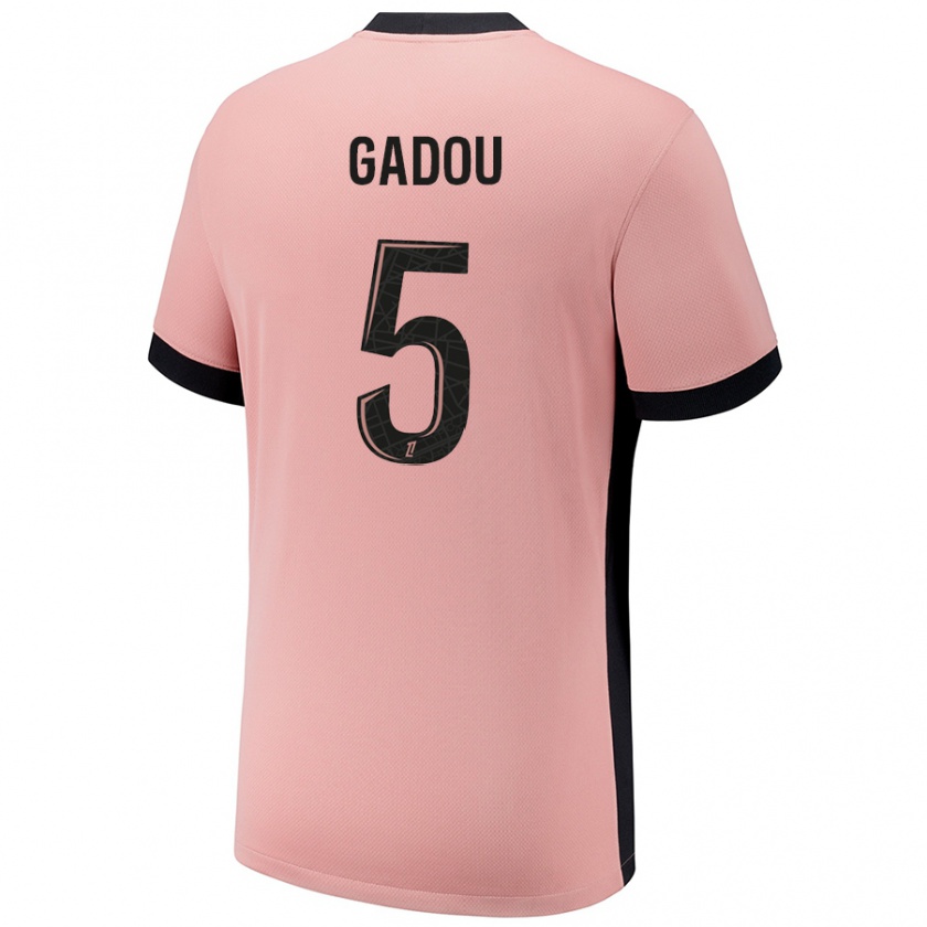 Kandiny Uomo Maglia Joane Gadou #5 Rosa Ruggine Kit Gara Third 2024/25 Maglietta