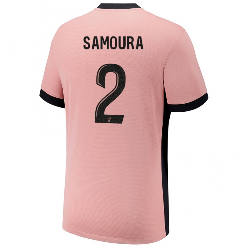 Kandiny Uomo Maglia Thiniba Samoura #2 Rosa Ruggine Kit Gara Third 2024/25 Maglietta