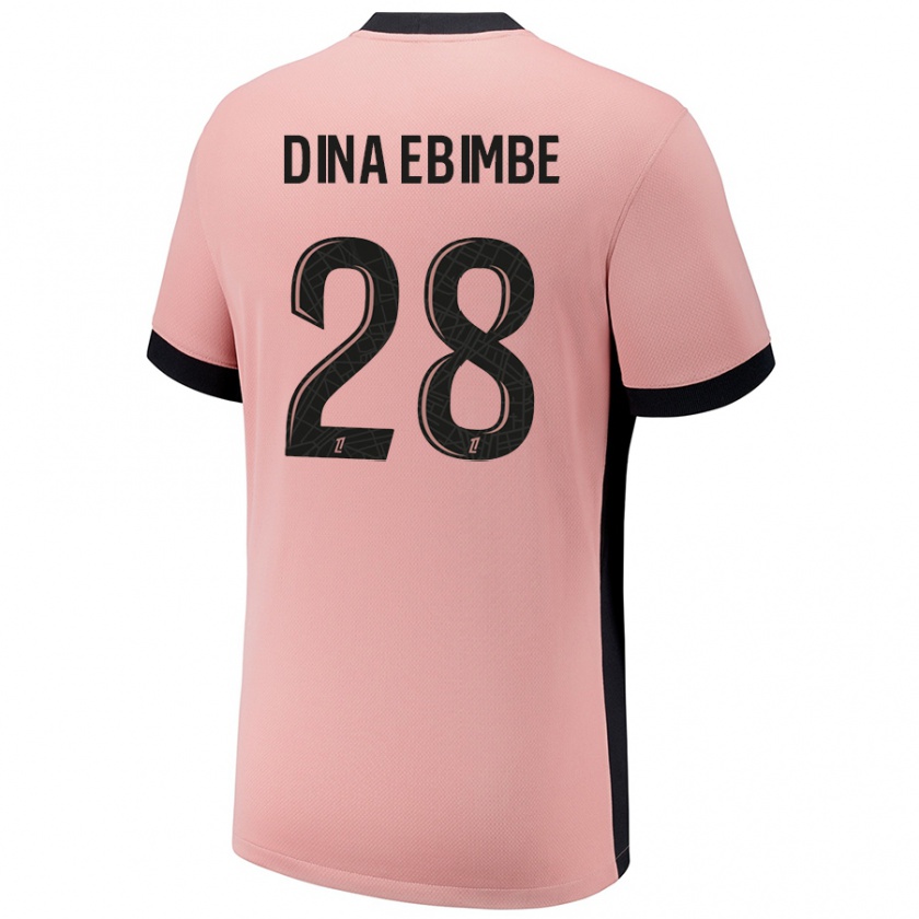 Kandiny Uomo Maglia Eric Junior Dina Ebimbe #28 Rosa Ruggine Kit Gara Third 2024/25 Maglietta