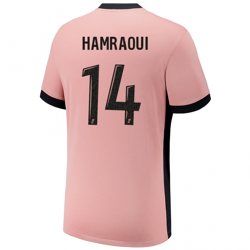 Kandiny Hombre Camiseta Kheira Hamraoui #14 Rosa Óxido Equipación Tercera 2024/25 La Camisa México