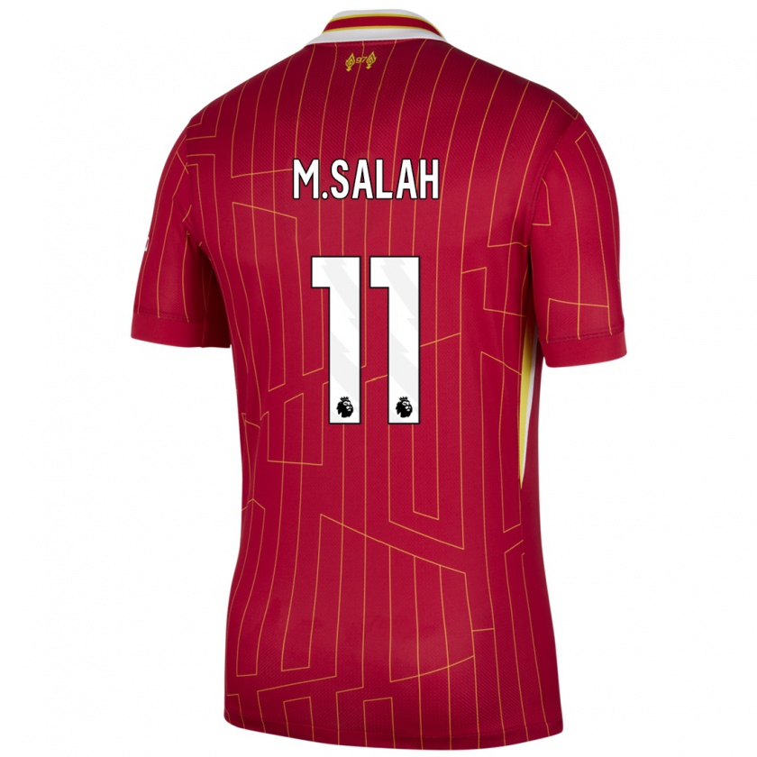 Kandiny Dames Mohamed Salah #11 Rood Geel Wit Thuisshirt Thuistenue 2024/25 T-Shirt