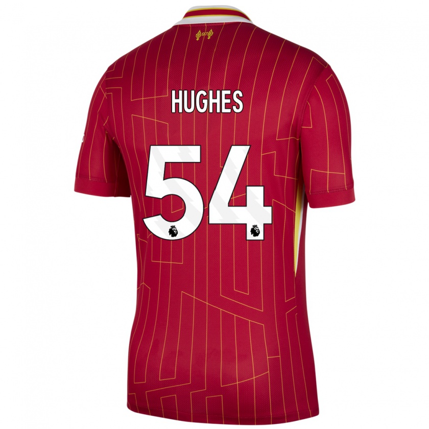 Kandiny Dames Liam Hughes #54 Rood Geel Wit Thuisshirt Thuistenue 2024/25 T-Shirt