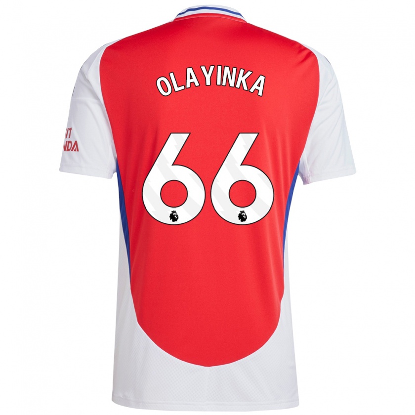 Kandiny Donna Maglia James Olayinka #66 Rosso Bianco Kit Gara Home 2024/25 Maglietta