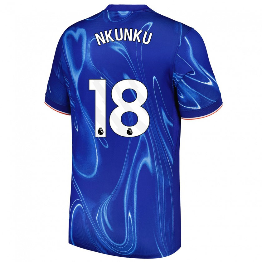 Kandiny Donna Maglia Christopher Nkunku #18 Blu Bianco Kit Gara Home 2024/25 Maglietta