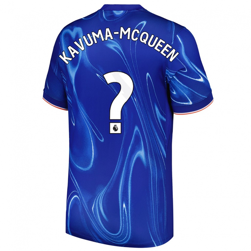 Kandiny Dames Ryan Kavuma-Mcqueen #0 Blauw Wit Thuisshirt Thuistenue 2024/25 T-Shirt