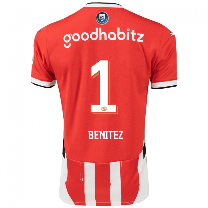 Kandiny Dames Walter Benítez #1 Rood Wit Thuisshirt Thuistenue 2024/25 T-Shirt