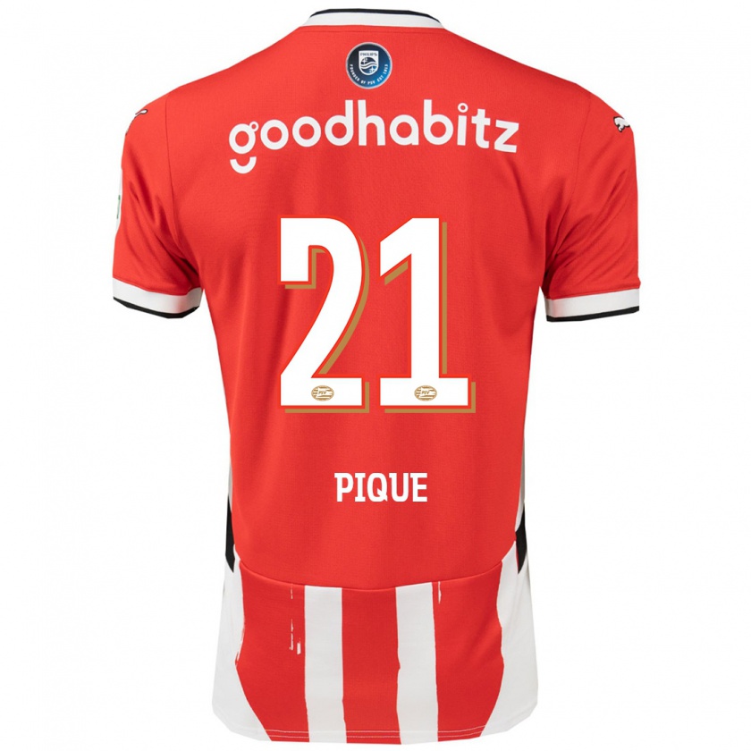 Kandiny Dames Naomi Piqué #21 Rood Wit Thuisshirt Thuistenue 2024/25 T-Shirt