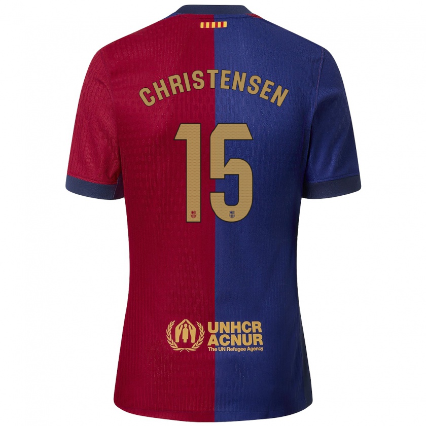 Kandiny Donna Maglia Andreas Christensen #15 Blu Rosso Kit Gara Home 2024/25 Maglietta