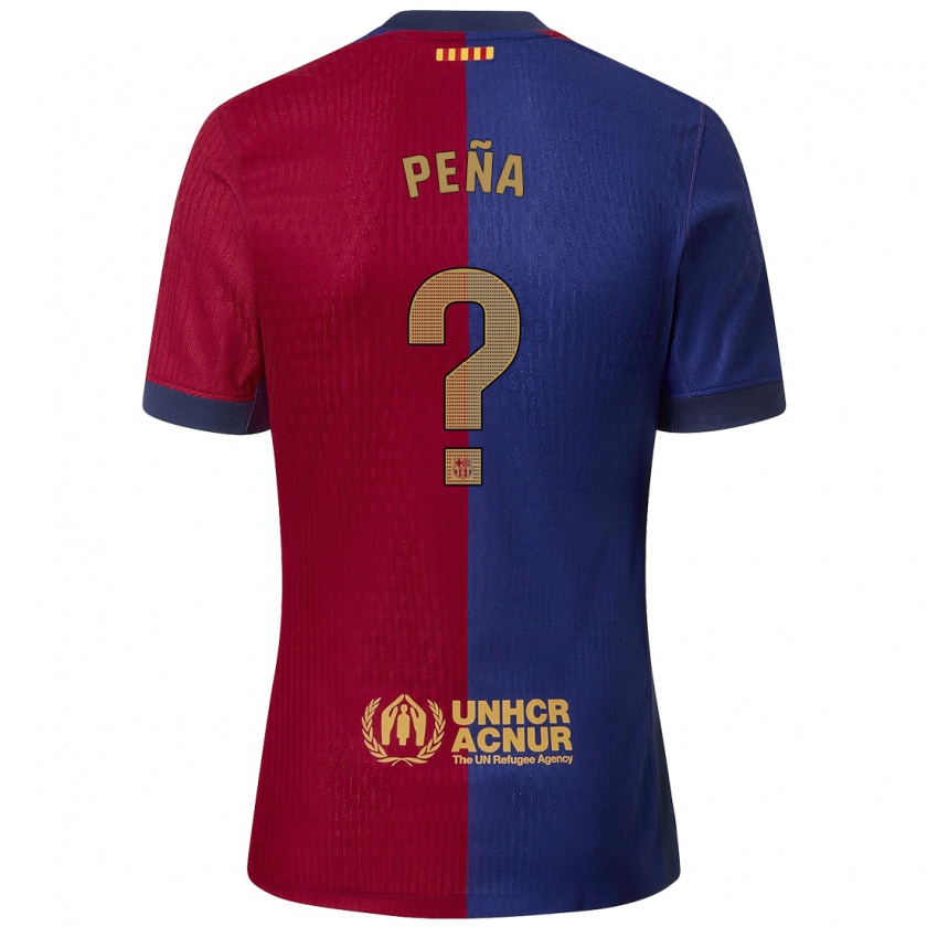 Kandiny Mujer Camiseta Pablo Peña #0 Azul Rojo 1ª Equipación 2024/25 La Camisa