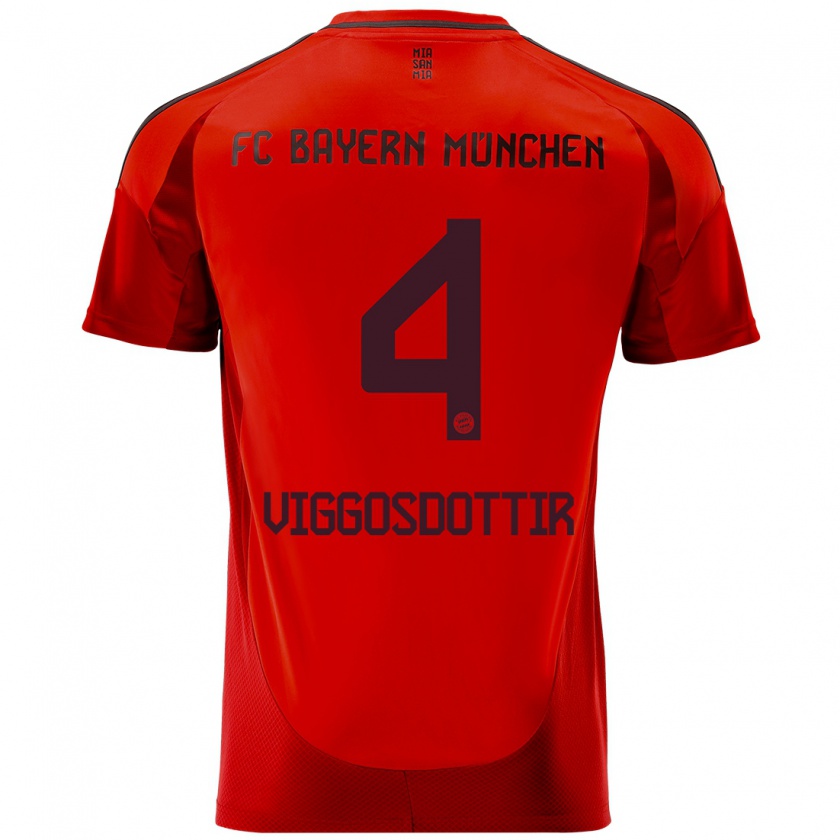 Kandiny Mujer Camiseta Glódís Perla Viggósdóttir #4 Rojo 1ª Equipación 2024/25 La Camisa