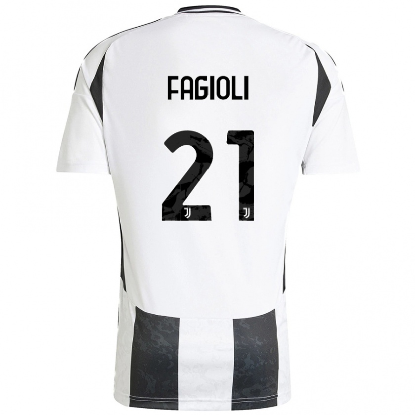 Kandiny Mujer Camiseta Nicolò Fagioli #21 Blanco Negro 1ª Equipación 2024/25 La Camisa