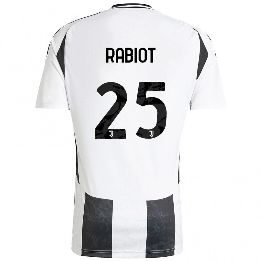 Kandiny Dames Adrien Rabiot #25 Wit Zwart Thuisshirt Thuistenue 2024/25 T-Shirt