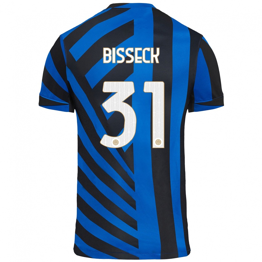 Kandiny Dames Yann Bisseck #31 Blauw Zwart Thuisshirt Thuistenue 2024/25 T-Shirt