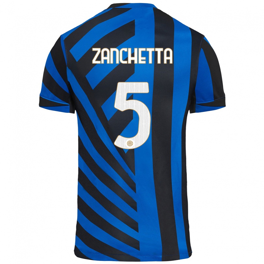 Kandiny Mujer Camiseta Mattia Zanchetta #5 Azul Negro 1ª Equipación 2024/25 La Camisa México