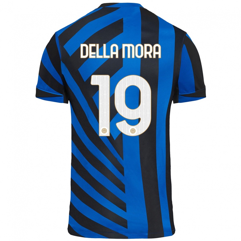 Kandiny Mujer Camiseta Tommaso Della Mora #19 Azul Negro 1ª Equipación 2024/25 La Camisa